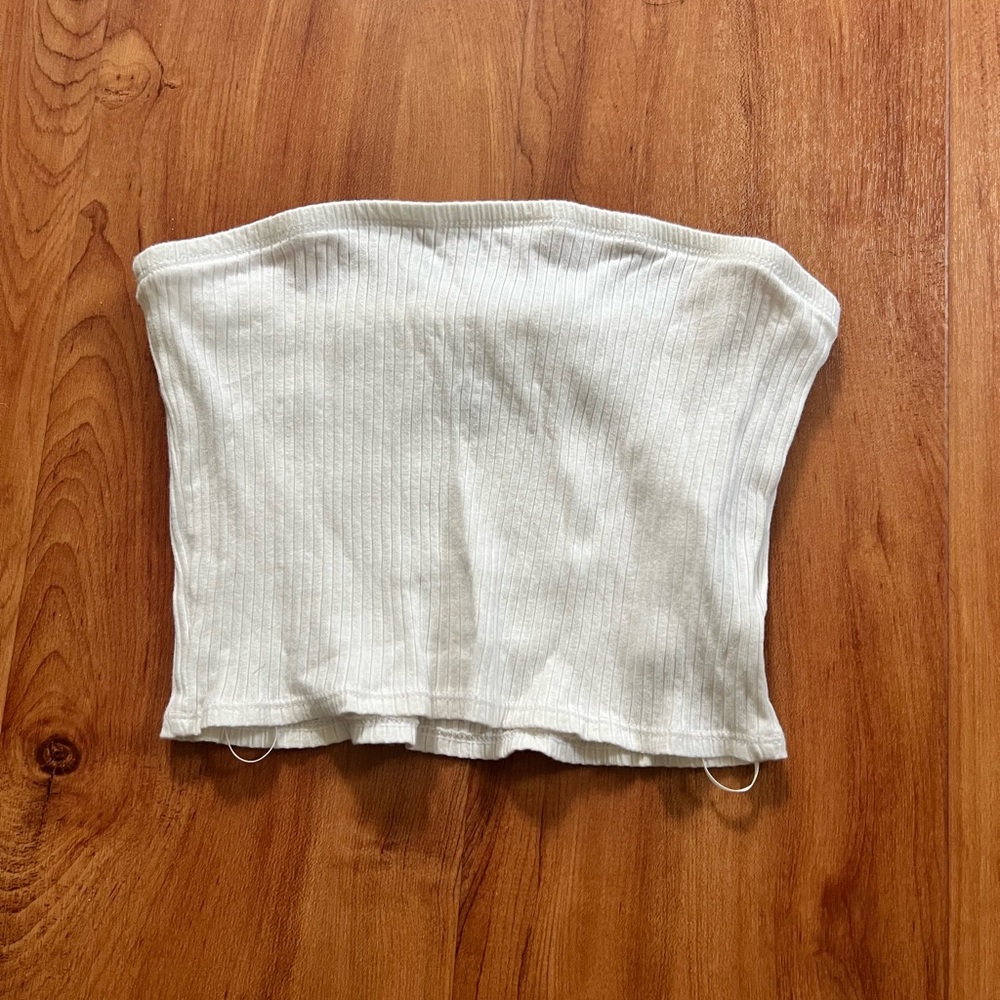 H&M cropped white ribbed tube top